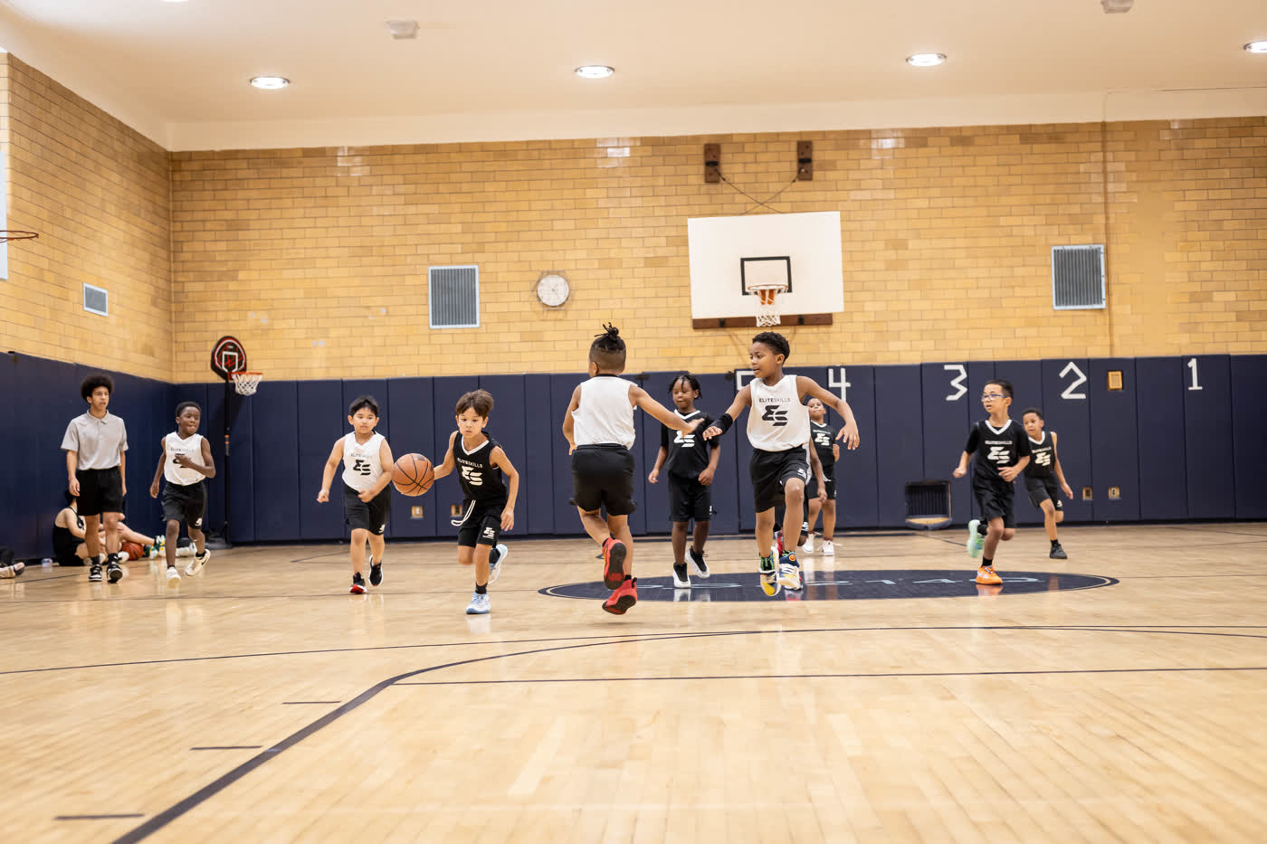 Full-court game at camp